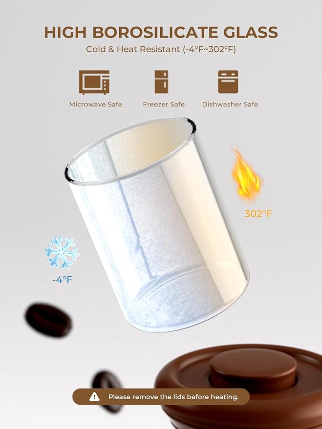 Glass Coffee Bean Jar 900 ml – Pop Top Air Tight Coffee Bean Container with CO2 Valve, 11 oz Coffee Storage Airtight Canister