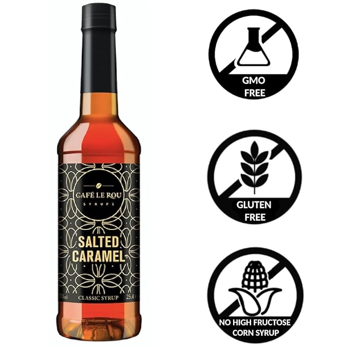 NEW Café Le Rou Salted Caramel Coffee Syrup 25.4 oz (Salted Caramel, 2-pack)*Includes 2 Syrup Dispensers*Flavoring Syrup for Tea and