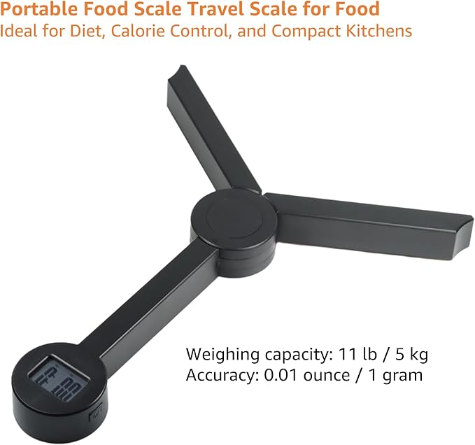 Portable Food Scale Travel Scale for Food, Small Folding Digital Kitchen Scale for Food, Collapsible Mini Pocket Scale Grams and Ounces, Ideal for Diet Calorie Control Compact Kitchen, Tripod White
