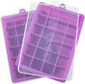 Ice Cube Tray, Silicone Square Ice Trays Easy Release Stackable Ice Cube Mold with Removable Lid, 24 Cavity (2 Pack, Purple)