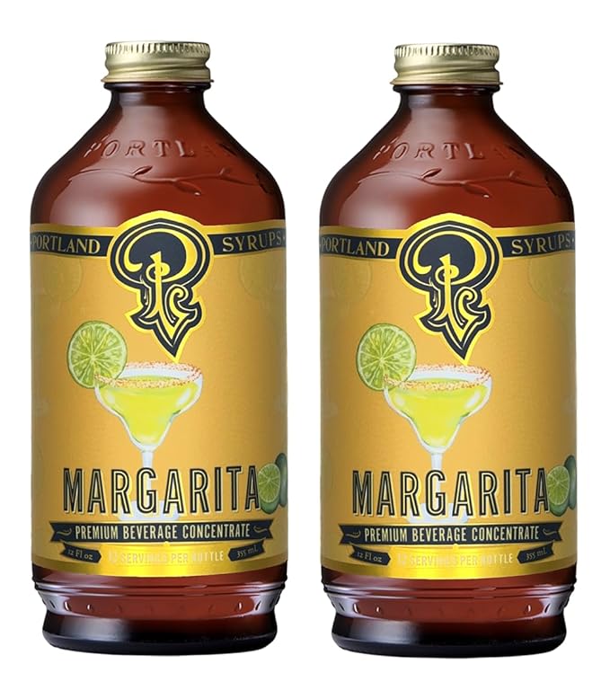 Portland Syrups Margarita Syrup - Craft Cocktail and Mocktail Mixer with Tangerine, Blood Orange, and Lime Puree - 12 oz with 24 Servings (Pack of 2)