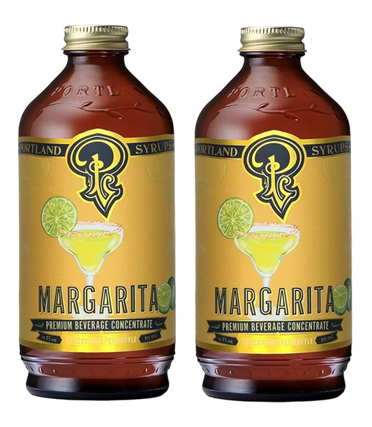 Portland Syrups Margarita Syrup - Craft Cocktail and Mocktail Mixer with Tangerine, Blood Orange, and Lime Puree - 12 oz with 24 Servings (Pack of 2)