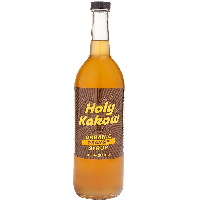 Holy Kakow Cafe Organic Orange Syrup - Orange Syrup, Coffee Syrup, Organic Syrup for Coffee, Orange Syrup for Coffee, Add to Latte, Cocktail and Shake, Real Food Ingredients, Specific Flavor - 750ml