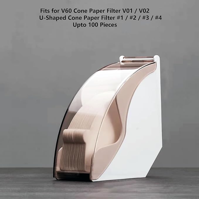 Coffee Filter Paper Holder with Dustproof Cover Coffee Filter Storage Container Filter Paper Box (White for cone filter paper)