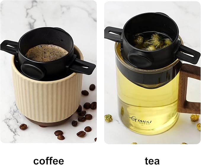 Pour Over Coffee Dripper, Reusable Stainless Steel Pour Over Coffee Filters, Easy to Clean Camping Coffee Filter, Portable Collapsible Coffee Maker, Paperless Travel Coffee Makers