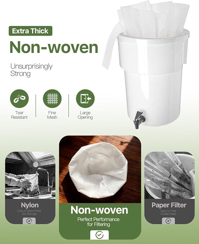 Grasseed Cold Brew Filter Bags for Toddy Commercial Coffee Makers, Commercial Cold Brew Bag with Straps Fits 5 Gallon System, 20" x 20", 50Pack