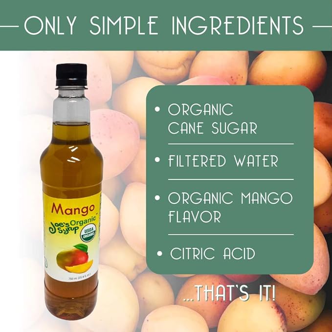 Joe’s Syrup Organic Flavored Syrup, Organic Mango, 750 ml