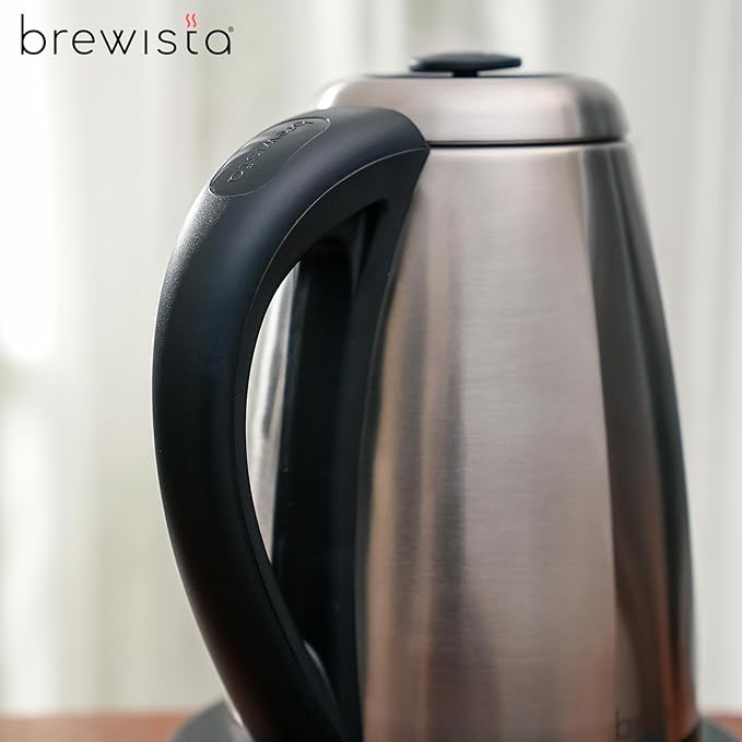 Brewista V-Spout Electric Kettle, Large 1.7 Liter Capacity For Pour Over Coffee, Smart Digital Heating Element, Perfect for Cupping, Stainless Steel