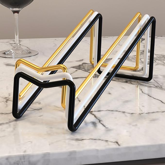 4 Pcs Metal Wine Rack Freestanding -Tabletop/ Countertop Wine Rack Holder - Wine Bottle Storage Rack, Party Wine Holder Stand, Unique Wine Gifts and Accessories for Wine Lovers (White)