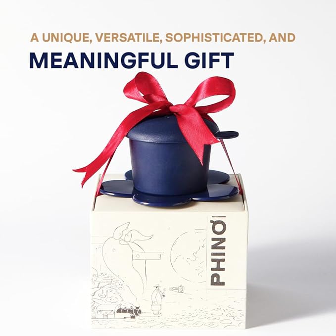 PHINOI Pour Over Coffee Dripper - Vietnamese Phin Filter – Single Cup Coffee Maker 1-2 Cup with Flower Design – Plastic Reusable Coffee Filter for Manual Brewing, Travel Friendly (Navy)