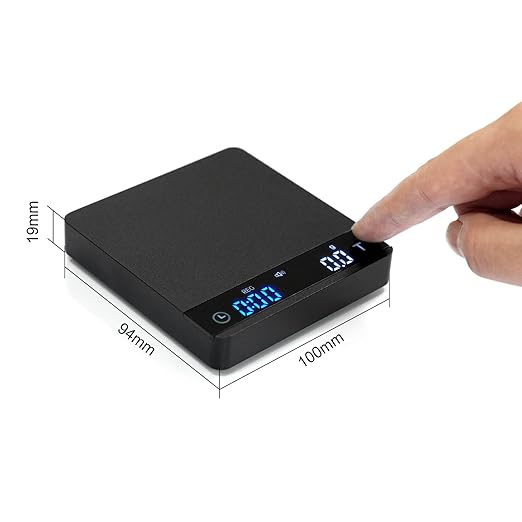 Metal Coffee Scale with Timer, Espresso Scale with Auto Timing, 3 Mode for Espresso Machine and Pour-Over, 2kg/0.1g High Precision Scale, Aluminum Body with LCD Display, Rechargeable