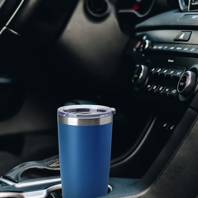 HASLE OUTFITTERS 20oz Tumblers Stainless Steel Mugs with Lid Double Wall Vacuum Insulated Coffee Cups for Cold & Hot Drinks (20oz-Dark Blue, 12 Pack)
