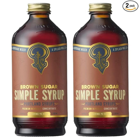 Portland Syrups Brown Sugar Simple Syrup - Drink Mix for Crafting Cocktails, Sugar Syrup for Drinks, Simple Syrup for Coffee, Mocktails, Baking, 12 oz, Pack of 2