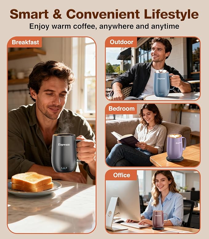 Heated Coffee Mug T2-Plus, 20oz Leading Large Capacity Self Heating Coffee Mug, Up to 8 Hrs Battery & Hot Up to 149℉, Smart Coffee Mug for Women, Men