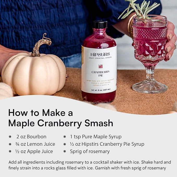 HipStirs Cranberry Syrup for Drinks - Our Cranberry Pie Syrup Uses Real Ingredients to make it the Perfect Winter Drink Mixer (8 Fl Oz)