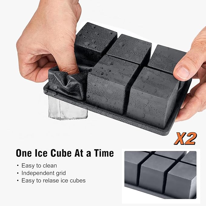 Samuelworld Premium Ice Tray Combo (3 Pack), Large Ice Sphere Maker & New Upgraded Ice Cube Trays, Food Grade, Easy To Use, Spill-Free Integrated Funnels, Whiskey Bourbon Cocktails, Grey