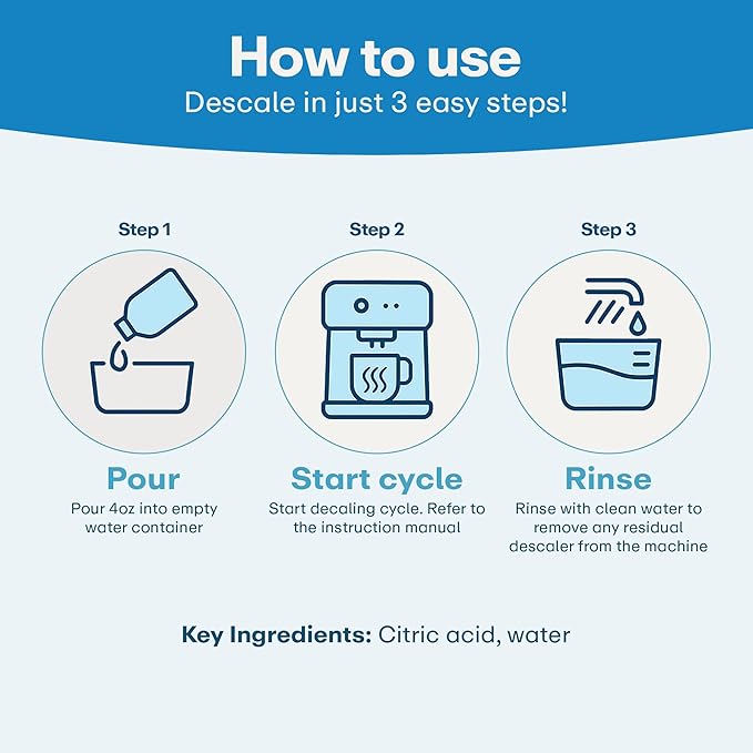 Descaling Solution Compatible with Keurig | Free Cleaning Cloth | 12 Month Supply | Made in the USA | Descaler for all Keurig Machines | 32 Oz | Coffee Machine Cleaner for Coffee Makers