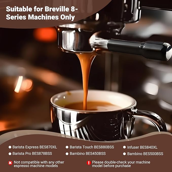 54mm Bottomless Portafilter Compatible with Breville BES870/ 878/880/ 840/500 - Premium 3-Ear Espresso Accessory for Home & Pro