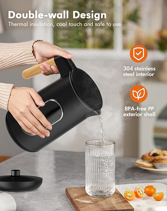 Electric Kettle with Precise Temperature Control, 1500W Fast Boil, 304 Stainless Steel 1.7L/1.8Qt BPA-Free | 4 Presets for Baby Milk, Coffee, Tea | 2H Keep Warm, Cool Touch Exterior