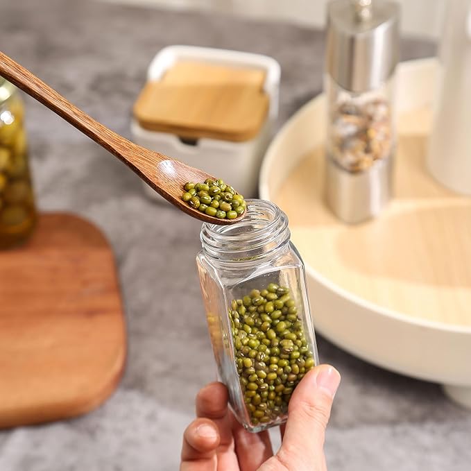 2PCS 7.8inch Wooden Spoons for Honey and Coffee，Small Wooden Spoons with Long Handle for Stirring – Padauk Wood Honey Spoon & Coffee Spoons for Jars, Tea and Spice