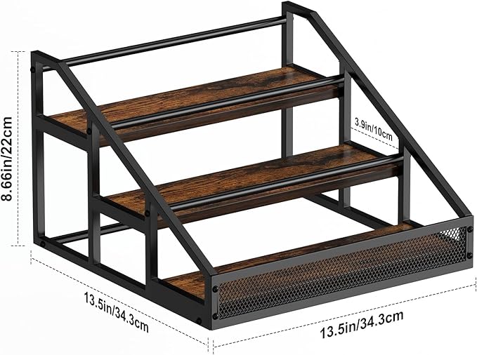 B4Life 2 Pack 3-Tier Liquor Bottle Display Shelf Bar Shelves for Liquor Bottles,Retro Liquor Shelf for Bar Liquor Whiskey, Spirits