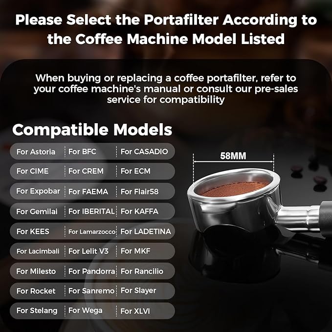 IKAPE 58mm Bottomless Naked Portafilter Silver, Suitable for E61, Flair 58, ECM, Rocket, Sanremo, Synesso, Slayer, VBM Coffee Machines (Included 20g Capacity Filter Basket)