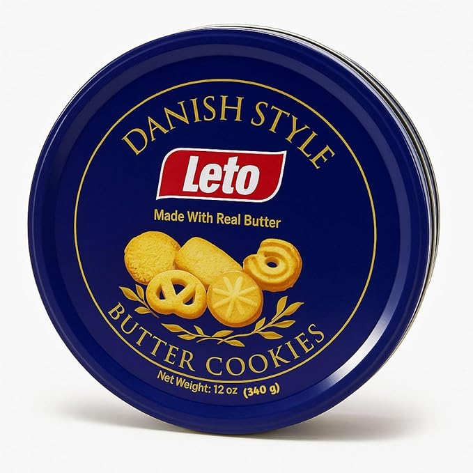 Leto - set of 2 - Butter cookies - Biscuits - Made with Real Butter, Classic European Recipe Leto Danish Style Butter Cookies – 12 oz (340g)