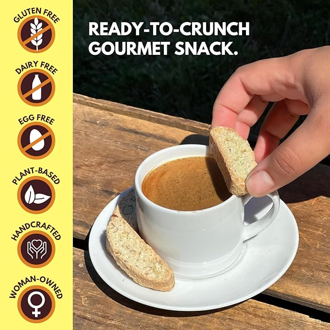 Tutti Gourmet Gluten Free Lemon Biscotti, 9.9 oz (283g) Resealable Cookie Bag - Vegan and Halal Snacks