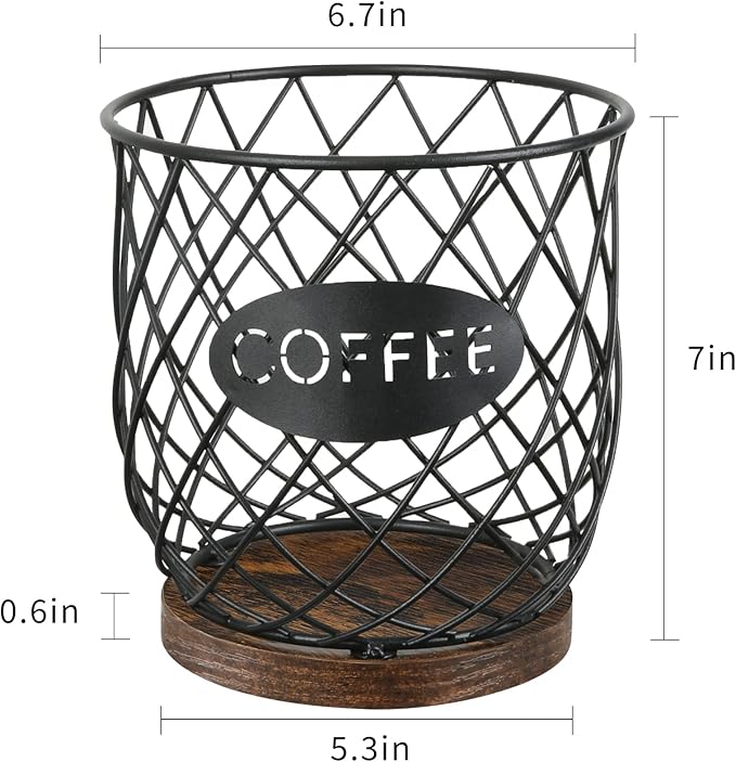 YINMIT K Cup Holder Organizer, Sturdy Coffee Pod Holder Organizer, 35 Kcup Large Capacity Storage Basket for Kitchen Counter and Office Desktop (Circular Grid)