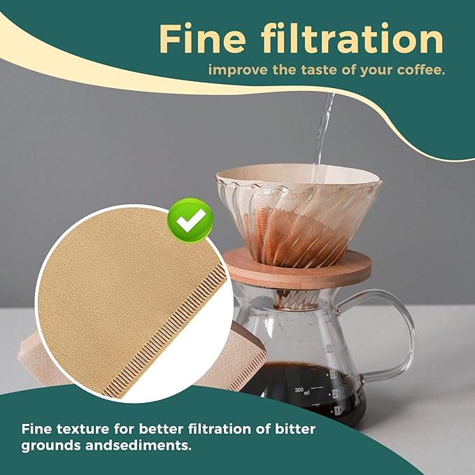 Cone Coffee Filter Papers, V02 Size, 100-Count Pack for Pour Over Coffee Makers (V02)
