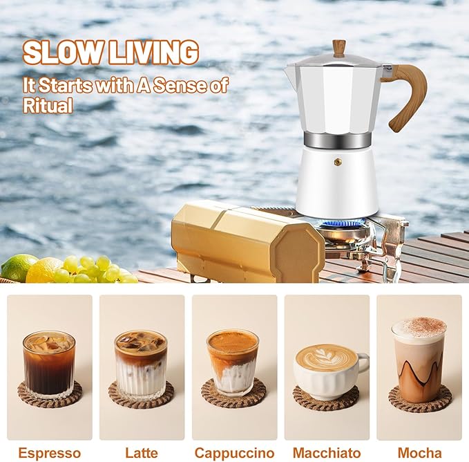 3 Cup Aluminum Espresso Stovetop Moka Pot Express Coffee Maker Percolator Italian Classic Mocha Coffee Machine for Italian and Cuban Cafe Brewing for Home & Camping 150ml 5oz