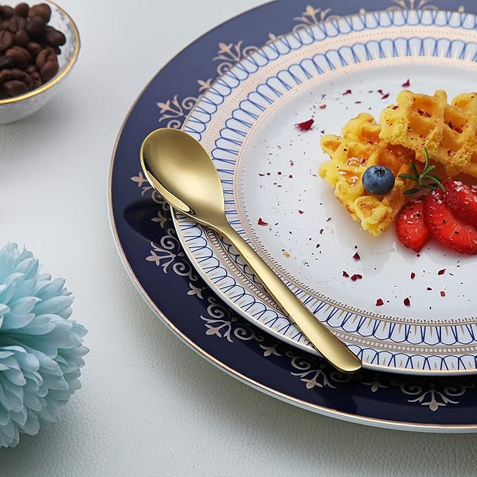 Gold Demitasse Espresso Spoons, 5.5'' Mini Coffee Spoons, Set of 6, Stainless Steel, Dishwasher Safe