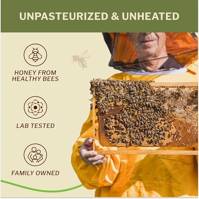 Oneroot 100% Organic Canadian Wildflower Honey - 17.6 Oz/1.1 Lbs, Unheated & Creamed - Nutrient-Rich, Natural Sweetener with Enzymes - Thick & Pure Raw Unfiltered Honey