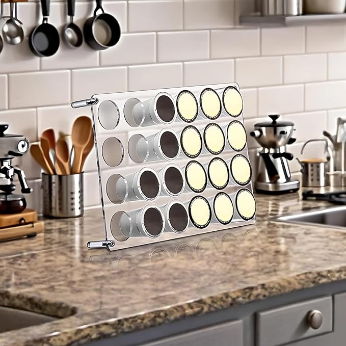 24-Pod Acrylic Coffee Pod Holder for K-Cups, Clear Storage Stand, Desktop Organizer for Kitchen & Living Room