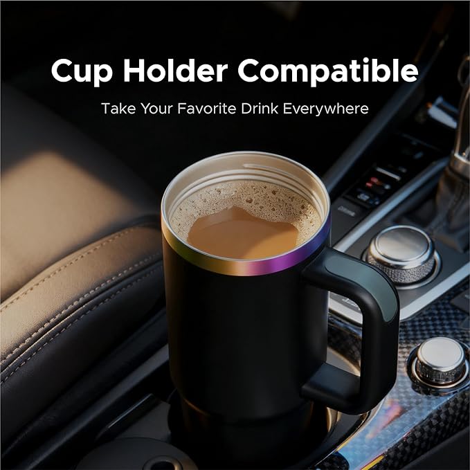 OMTech 30 oz. Tumblers with Handle & Lid, 12 Pack Tumbler Bulk with Double Wall Vacuum Insulation, Food-Grade Stainless Steel Insulated Coffee Mug, Sweatproof Travel Mug for Hot Cold Drinks, Black