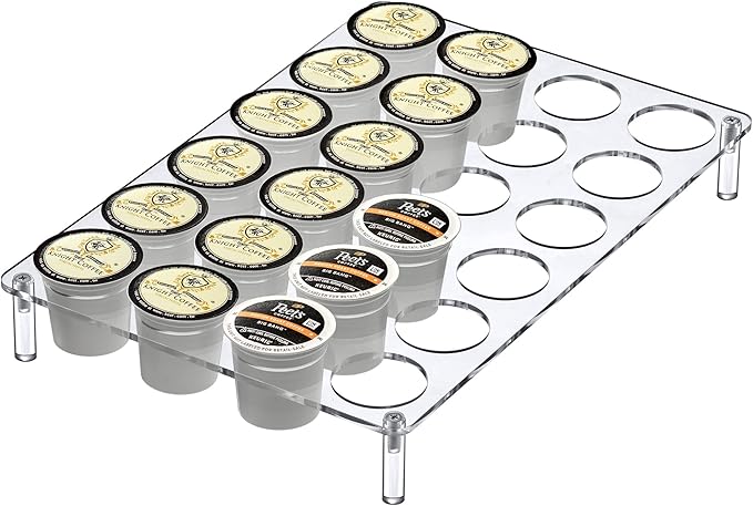 Amazing Abby 24-Slot Flat Acrylic Coffee Pod Holder, Large-Capacity Plastic Coffee Capsule Storage, BPA-Free and Shatter-Proof, Great for Use on Countertop or in Drawer, Up to 24 Keurig K-Cups