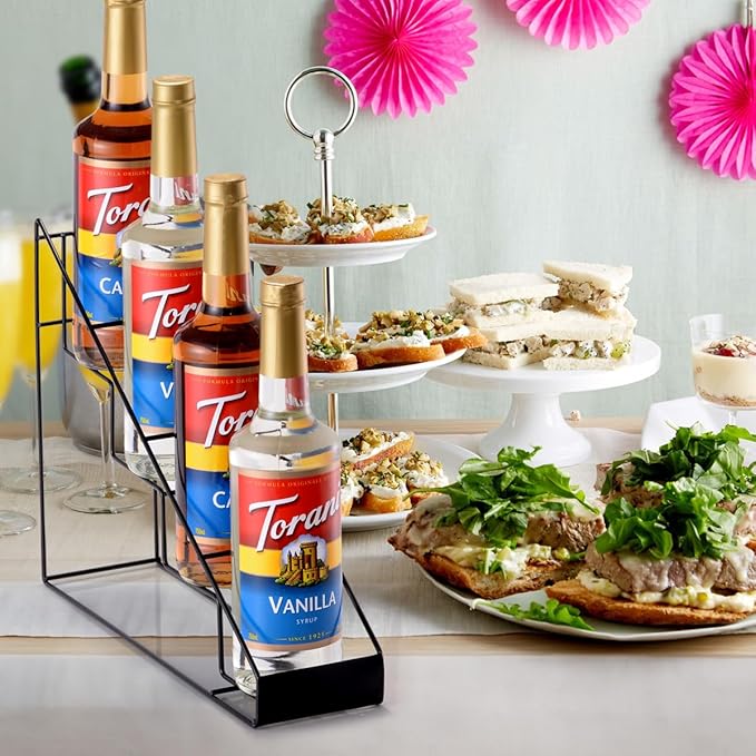 Coffee Syrup Rack for Coffee Bar Accessories, Fits with Torani and Monin Syrup, Coffee Bar Organizer Holds 4 Bottles