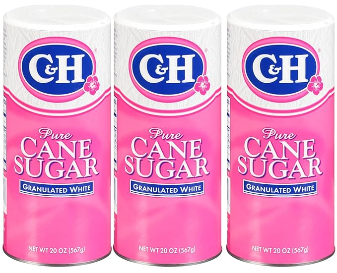 C&H® Granulated Sugar, 20 oz Canister Premium Pure Cane Sugar (Pack of 3)