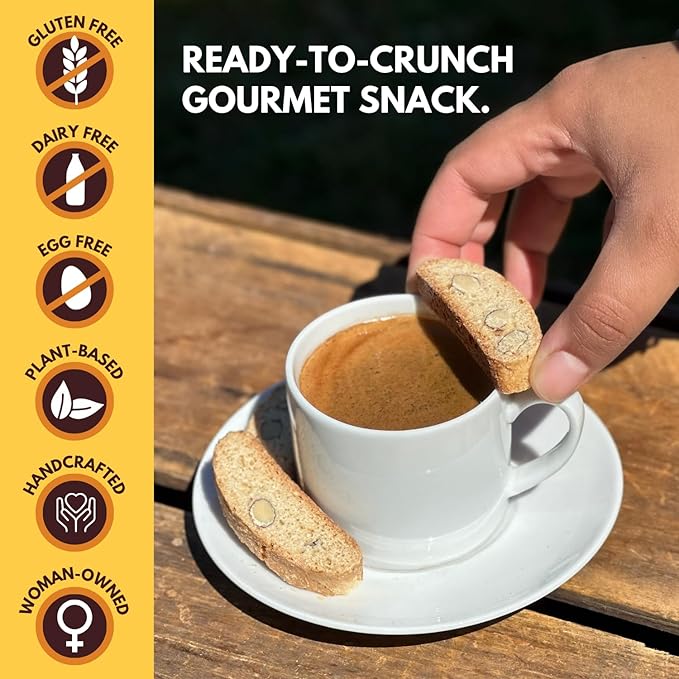 Tutti Gourmet Gluten Free Almond Biscotti, 9.9 oz (283g) Resealable Cookie Bag - Vegan and Halal Snacks