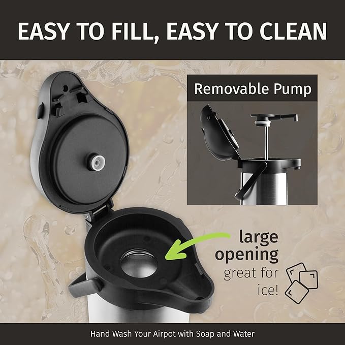 Thermal Coffee Carafe 74Oz, Keeps Drinks Hot for 12Hrs & Cold for 36Hrs, Insulated Stainless Steel Coffee Carafe for Hot Drinks, Easy One-Handed Dispensing for Office, Home, Party, Durable Tea Flask