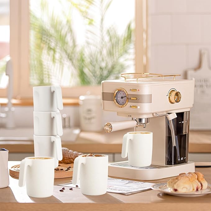 Homienly Wheat Straw Coffee Mugs Set of 6, Lightweight and Unbreakable Coffee Mugs with Handles, Alternatives to Plastic Coffee Mug, Microwave and Dishwasher Safe Cups for Kitchen, Tea - White