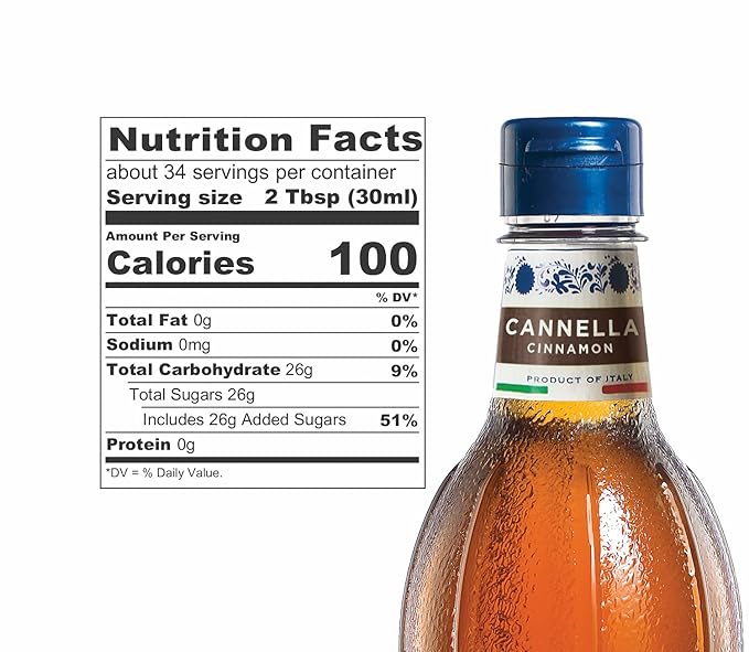 Fabbri Flavoring Syrup, Cinnamon, Made in Italy, 33.8 Ounce (1 Liter)