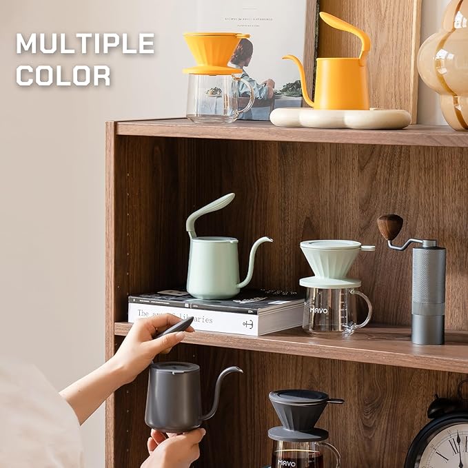 Pour Over Coffee Maker Set, Pour Over Kettle, Coffee Dripper, Glass Coffee Server with Scale, Stainless Steel Filter (Green)