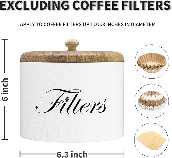 Wooden Coffee Filter Holder, Basket Storage Container for Counter, Black Small Bar Accessories for Coffee Bar Station(White Wooden)