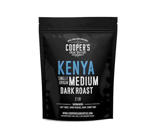 Kenya AA Medium-Dark Roast Coffee Beans, Single Origin Whole Bean or Ground Coffee, Gourmet Coffee - 2lb Bag