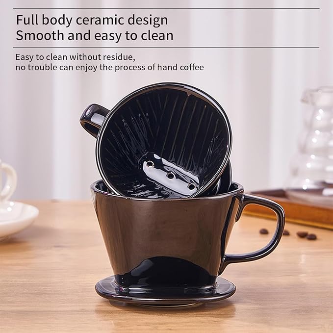 Pour Over Coffee Maker, Single Cup Coffee Dripper, Manual Porcelain Slow Brewing Accessories for Travel, Camping, Office, Home, Cafe, Coffee Gifts