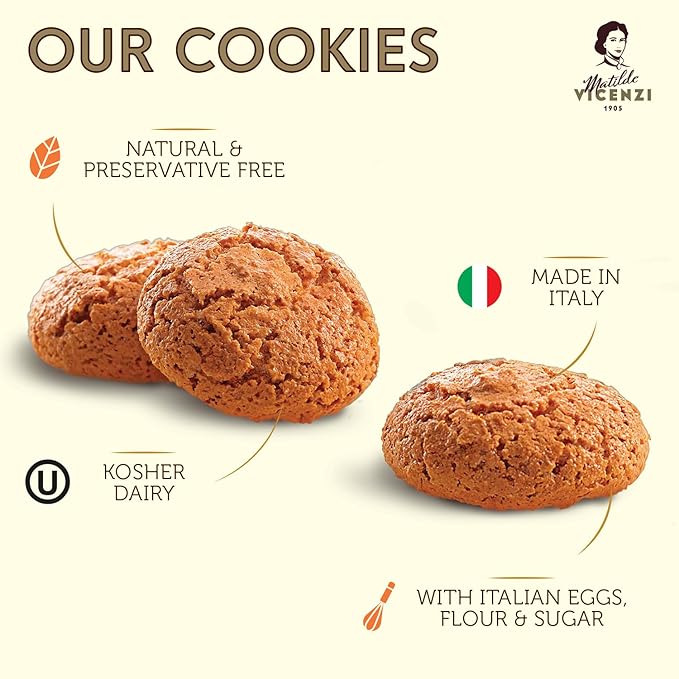 Matilde Vicenzi Amaretti Cookies - Gourmet Italian Crispy Almond Cookies - Bite-Sized Traditional Coffee & Tea Biscuits Made in Italy - 6.17 oz (175g), 2 Pk