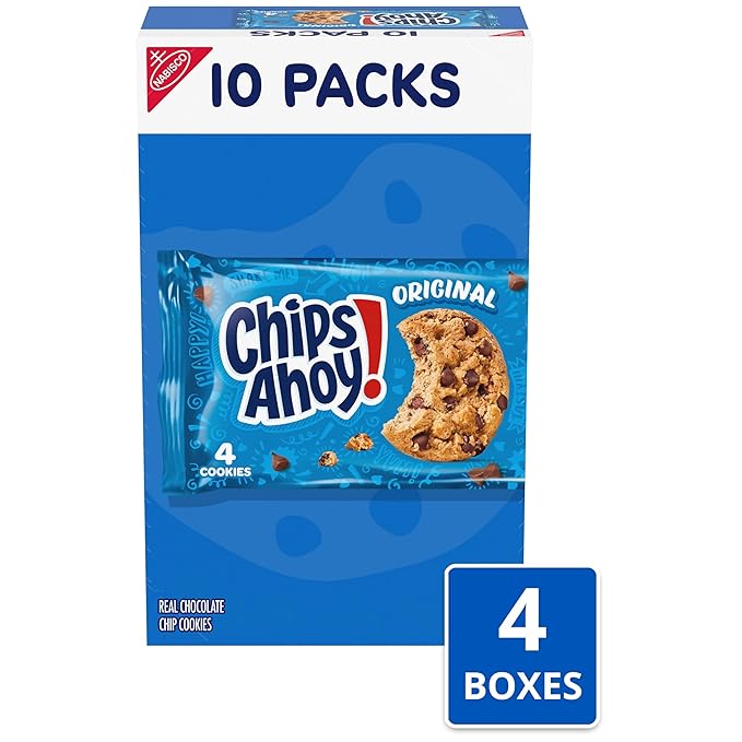 CHIPS AHOY! Original Chocolate Chip Cookies, 40 Snack Packs (4 Cookies Per Pack, 4 Boxes)