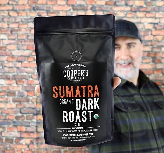 Organic Dark Roast Sumatra, Ground Coffee, Single Origin Grade 1 Premium Coffee - 2lb Bag