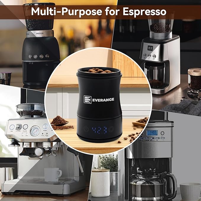 Digital Coffee Scale with Timer - Rechargeable Espresso Scale Precise Pour Over & Drip Coffee Scale, LED Display, Includes Dosing Cup, Black